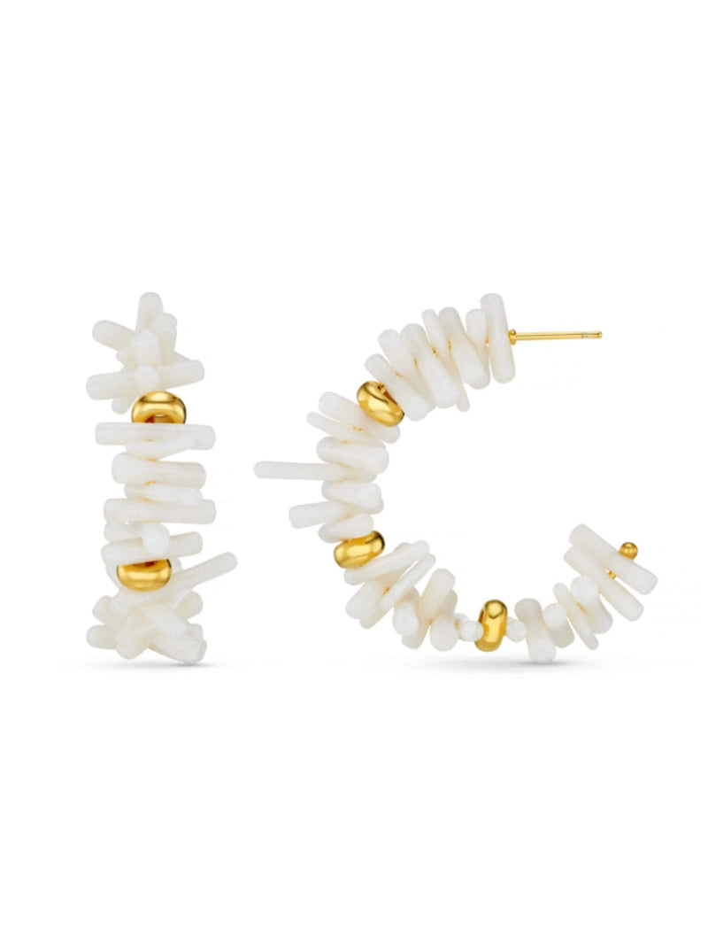 Orelia London gold tone hoop earrings with coral bead details (British brand)