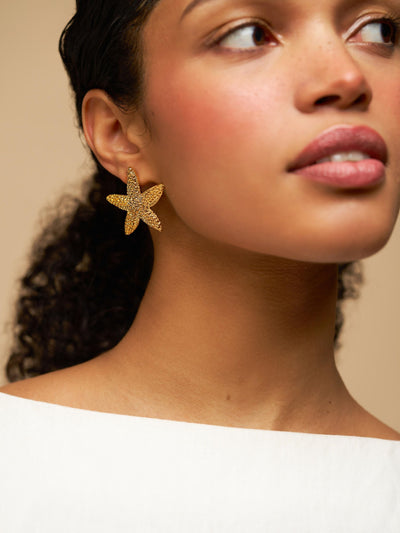 Next Orelia Gold Tone Statement Textured Starfish Stud Earrings- Buy online at McGrocer