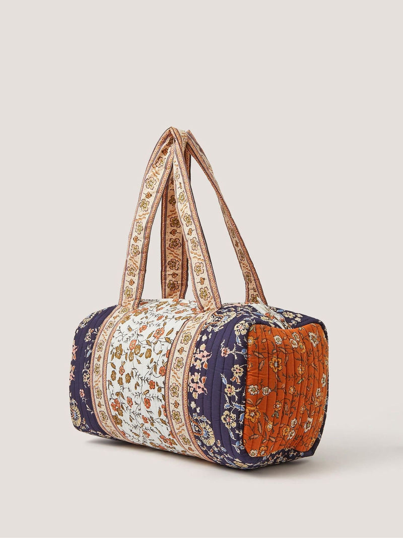 Monsoon Blue Ines floral patchwork quilted weekend bag, UK version
