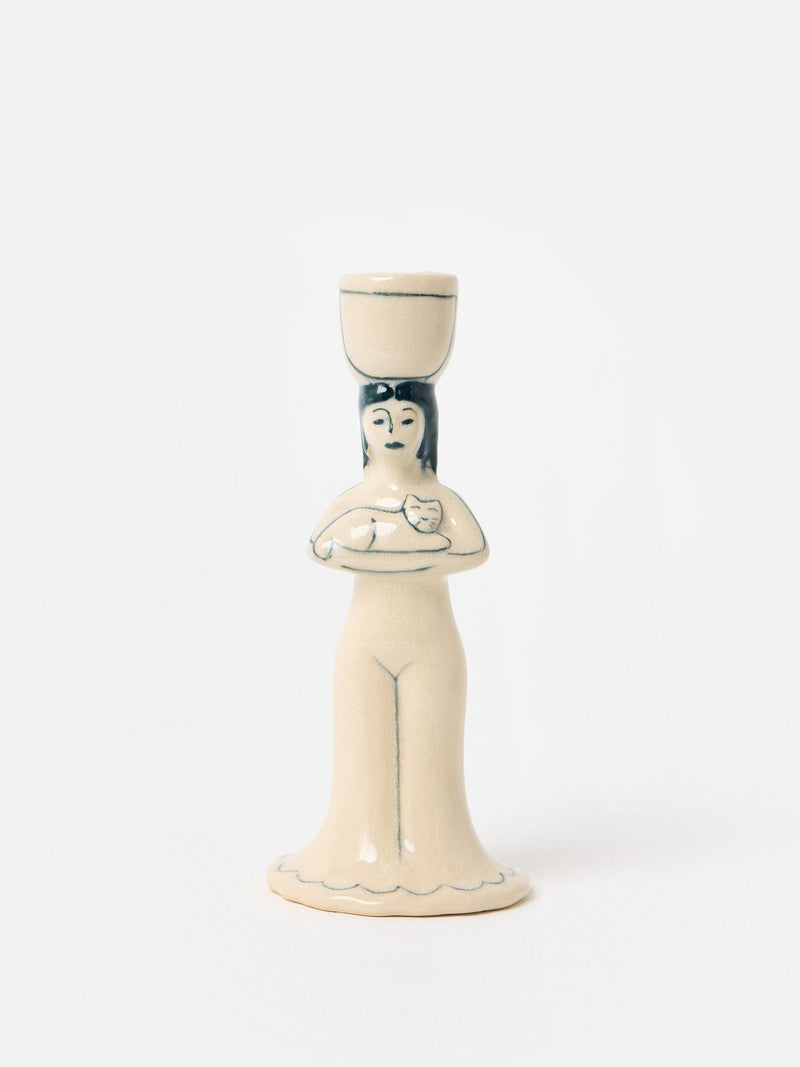 Oliver Bonas candlestick holder White Lyla, UK version