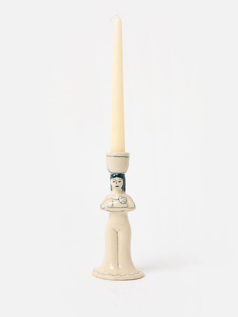 Oliver Bonas White Lyla Ceramic Candlestick Holders