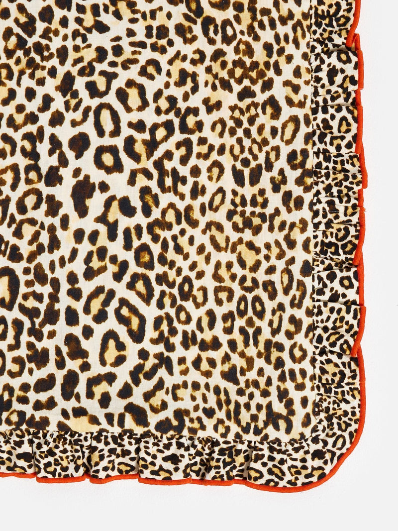Oliver Bonas leopard print cushion cover 45x45cm with red frill (British brand)