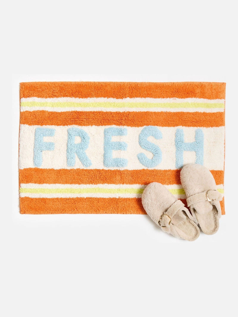 Oliver Bonas striped bath mat orange cream 50x80cm, UK version