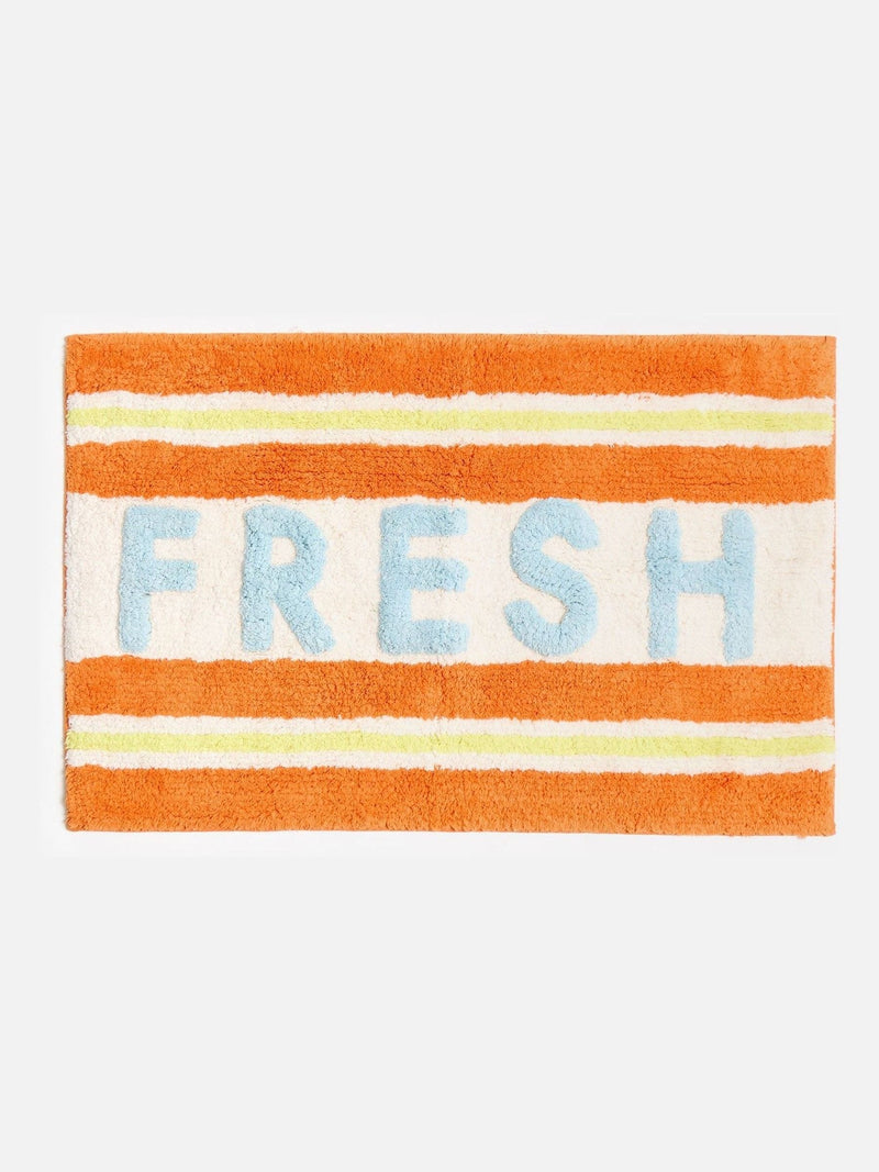 Oliver Bonas striped bath mat orange cream 50x80cm, UK version