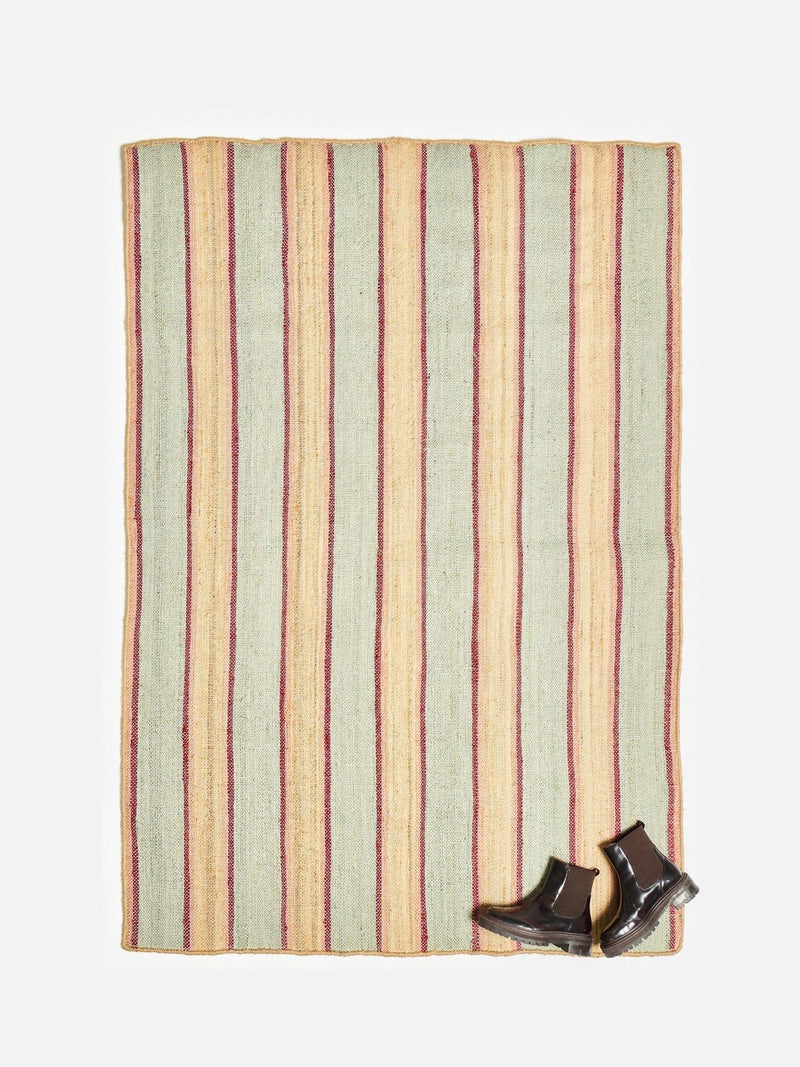 Oliver Bonas blue caló striped jute rug 140x200cm - British product