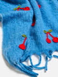 Oliver Bonas blue crochet cherries throw 170x130cm - British product