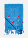Oliver Bonas blue crochet cherries throw 170x130cm - British product