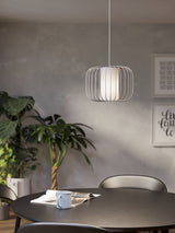 Next Eglo Sandy Terrarosa Wireframe Steel & Fabric Single Pendant Ceiling Light- Buy online at McGrocer