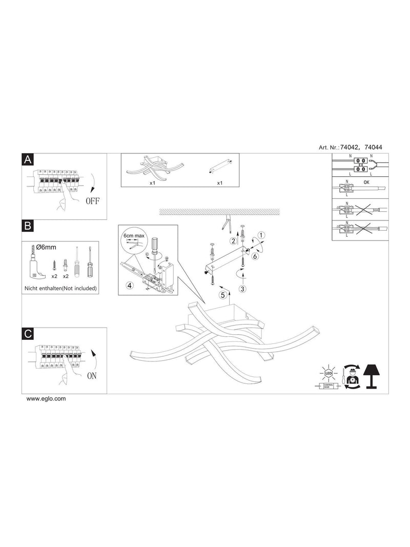 Eglo Cabezas-E 4 flame profile light 4000K, UK version