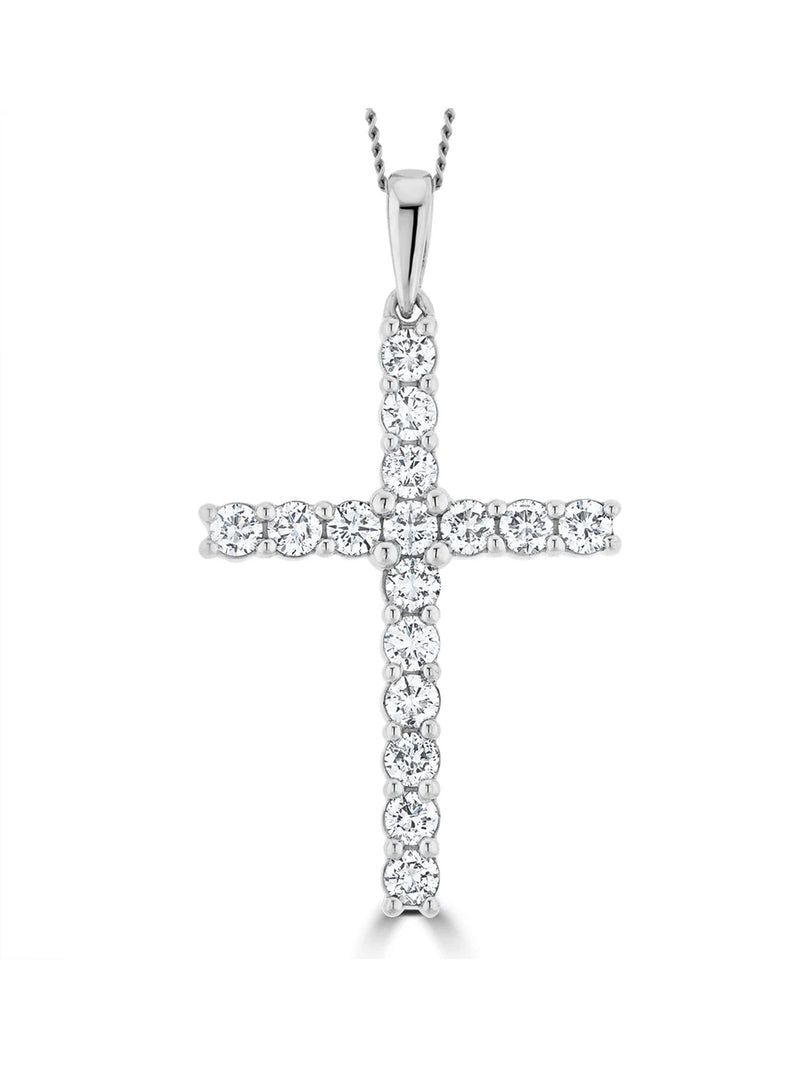 The Diamond Store cross necklace 9K white gold 1.00ct lab diamond, UK version