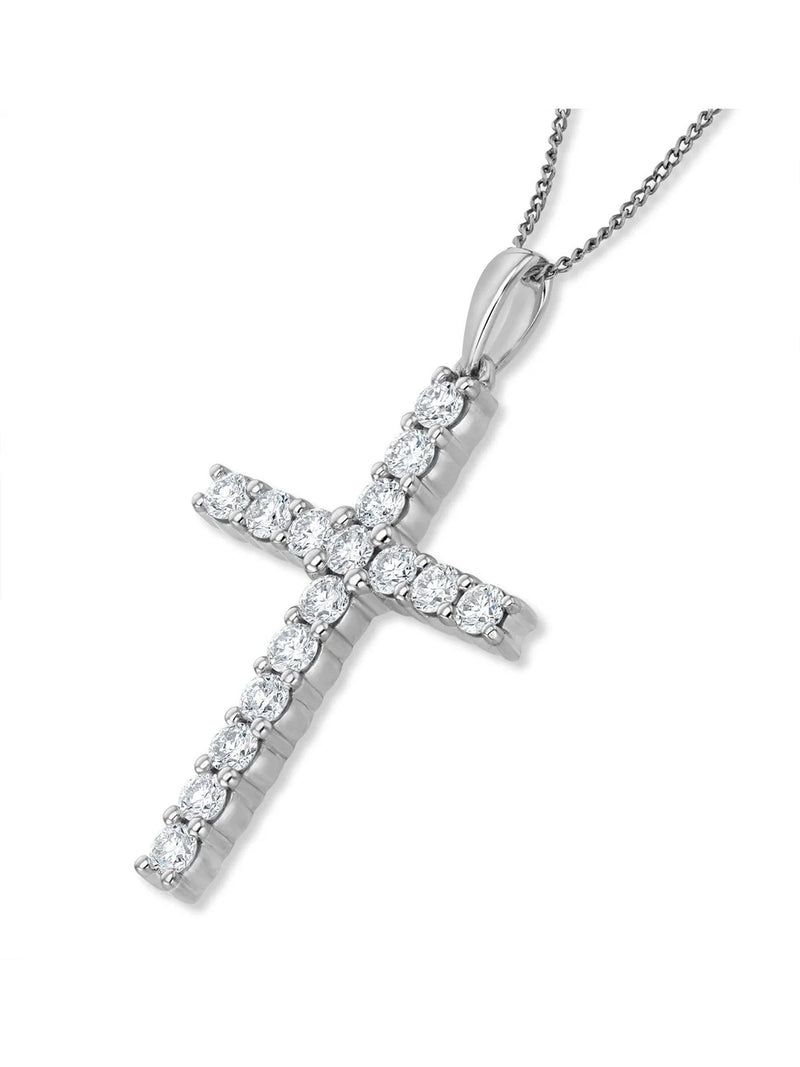 The Diamond Store cross necklace 9K white gold 1.00ct lab diamond, UK version