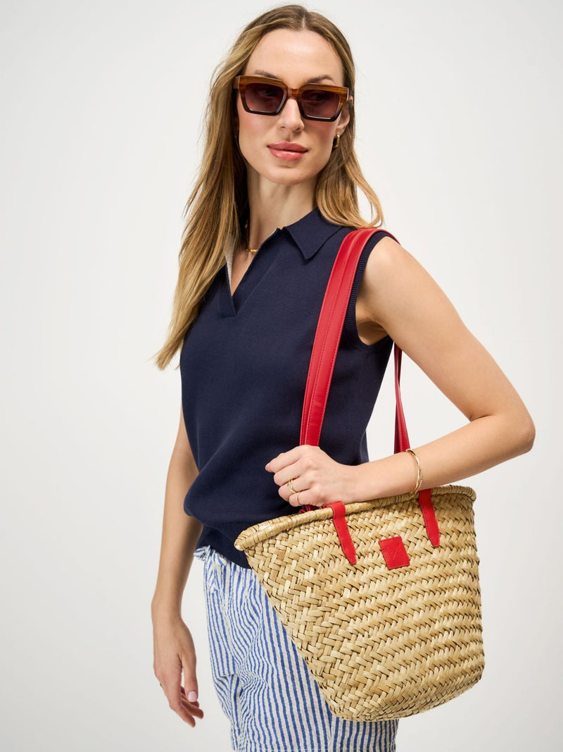 Crew Clothing red straw basket bag, UK version
