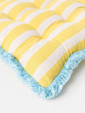 Oliver Bonas yellow striped fringed seat pad 40cm, UK version