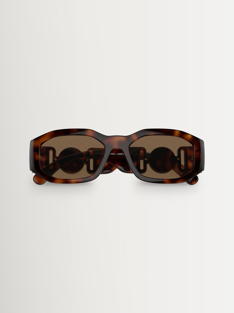 Versace Biggie irregular brown sunglasses, imported from the UK