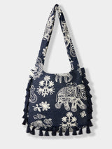 Next Joe Browns Blue Embroidered Safari Tassel Handbag- Buy online at McGrocer