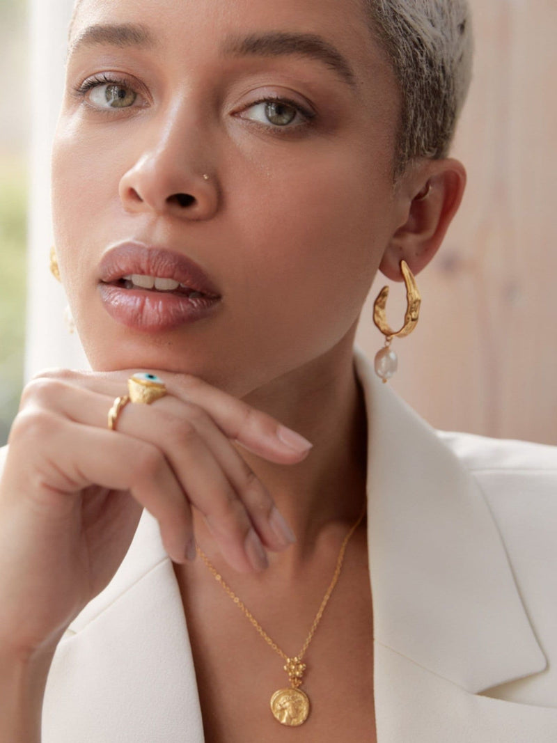 Ottoman Hands Judy Pearl statement hoop earrings (British brand)