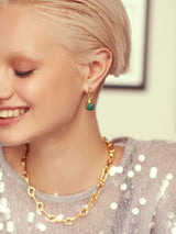 Next Ottoman Hands Gold Tone Eleanor Emerald Drop Stud Earrings- Buy online at McGrocer