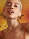 Ottoman Hands ruby and pearl drop earrings 3.5 cm, UK version