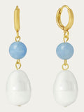 Ottoman Hands blue chalcedony pearl drop huggie earrings (British brand)