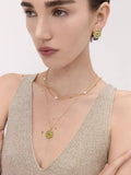 Ottoman Hands gold tone marigold turquoise and red agate beaded stud earrings (British brand)