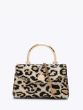 Carvela Amara top handle bag leopard print with gold details - British product