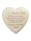 Widdop white heart plaque baby girl 16.5cm - British product
