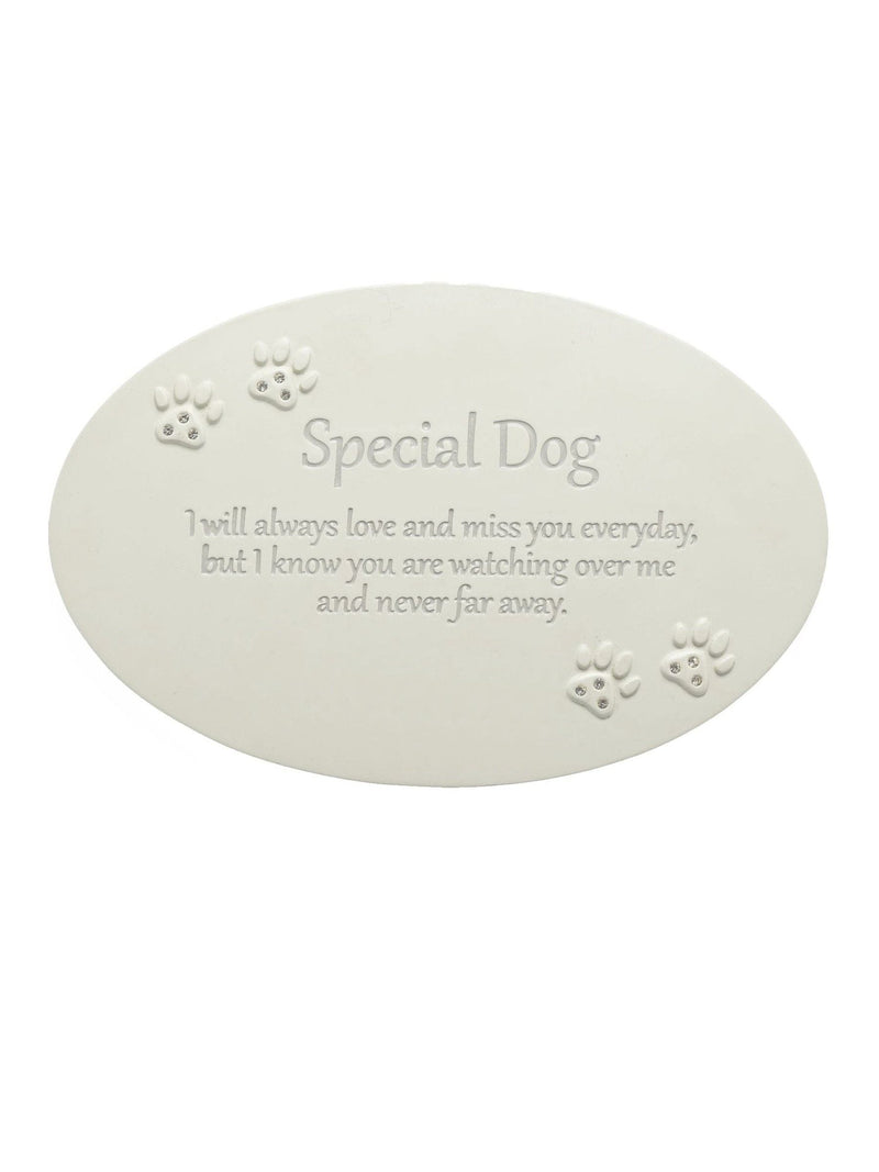 Widdop cream resin memorial plaque with paw print 13.5cm - British product