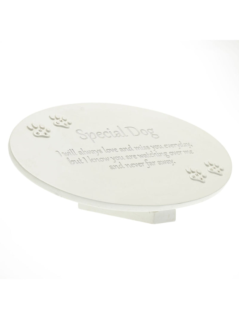 Widdop cream resin memorial plaque with paw print 13.5cm - British product
