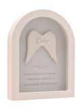 Widdop white arched baby memorial plaque 18cm, UK version