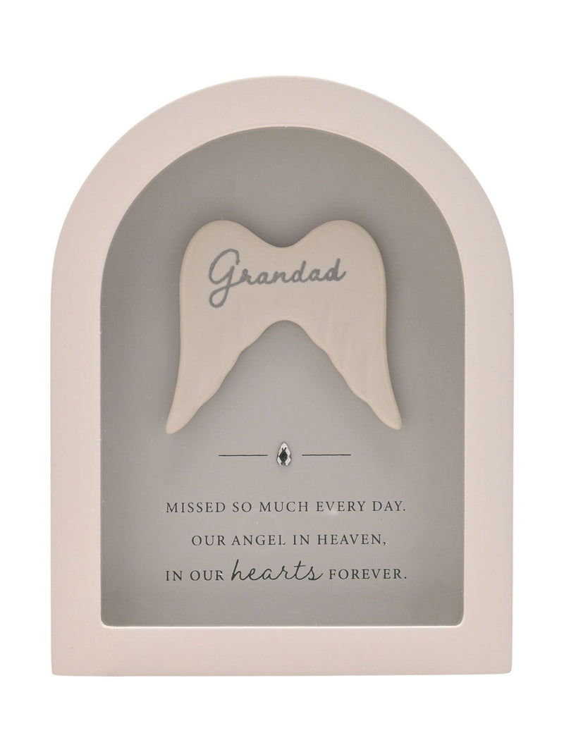Widdop Grandad remembrance plaque with angel wings - British product