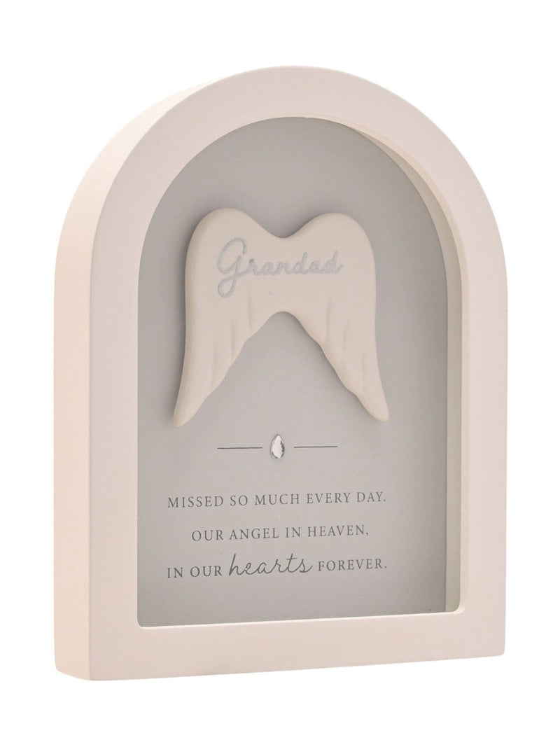 Widdop Grandad remembrance plaque with angel wings - British product