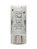 Widdop silver tube light for Dad memorial, UK version