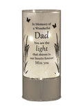Widdop silver tube light for Dad memorial, UK version