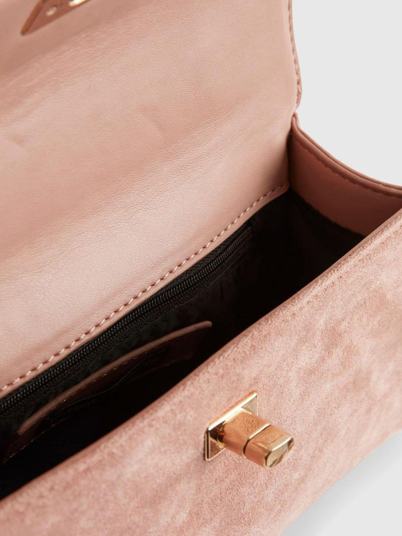 River Island pink faux suede lock front tote bag, UK version