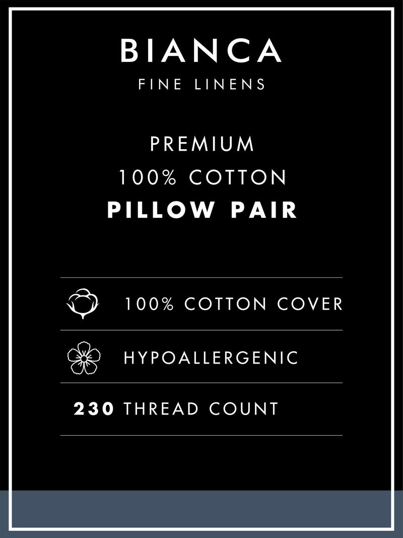 Bianca premium cotton stripe pillow pair 47x54cm, imported from the UK