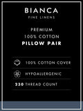 Bianca premium cotton stripe pillow pair 47x54cm, imported from the UK