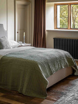Next Gallery Home Green Sylvan Stitched Gauze Bedspread 2600x2400mm- Buy online at McGrocer