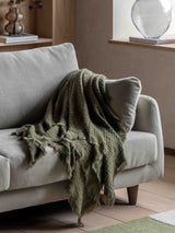 Next Gallery Home Olive Green Smooth Touch Waffle Throw Blanket 130x170cm- Buy online at McGrocer