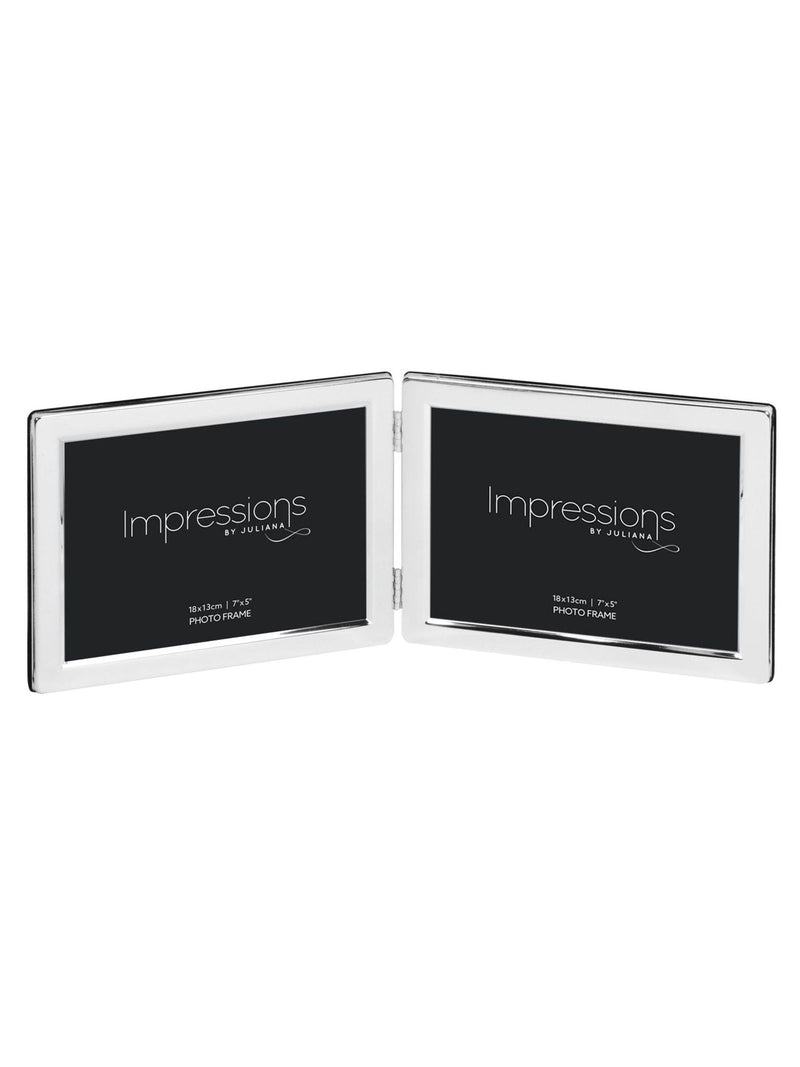 Widdop silver double landscape photo frame, imported from the UK