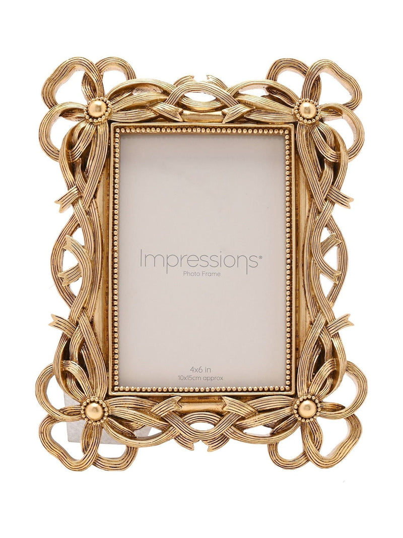 Widdop gold bowknot photo frame for 4x6 photo, imported from the UK