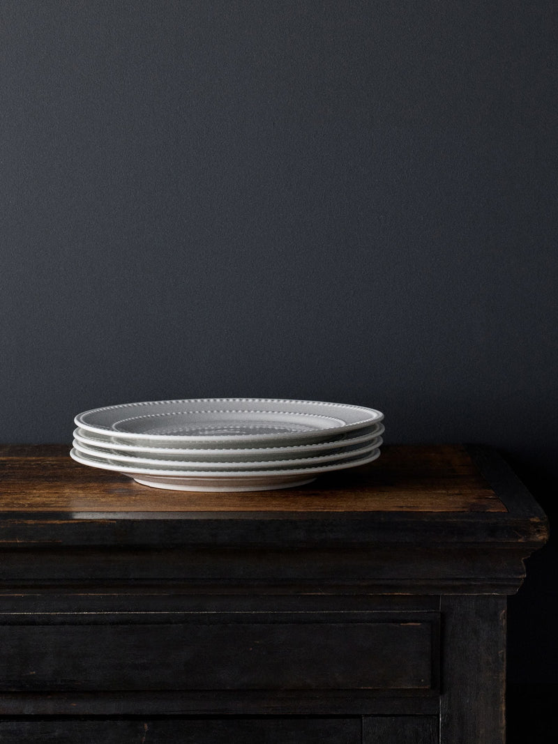 White bobble dinner plates set of 4, 28cm - British product