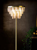 Rockett St George brass feather leaf chandelier ceiling light 149cm, UK version