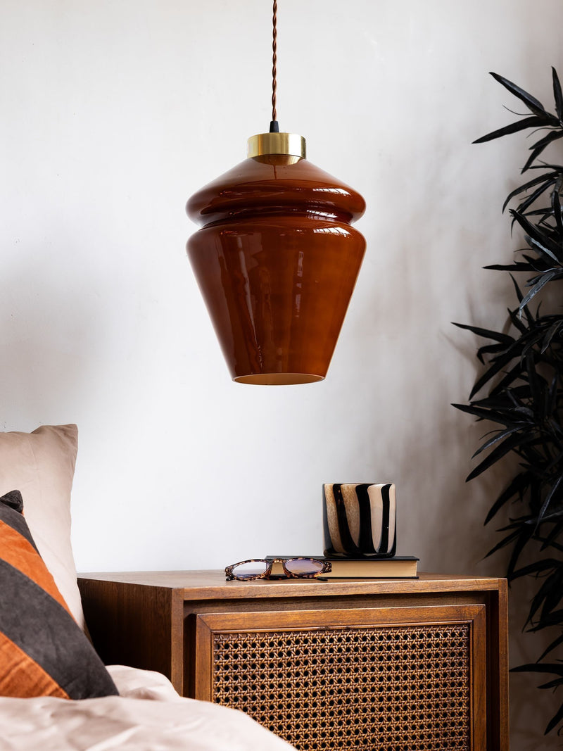 Rockett St George vintage butterscotch glass pendant 32.5cm (British brand)