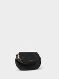 Osprey London black Crumple leather sling bag, imported from the UK