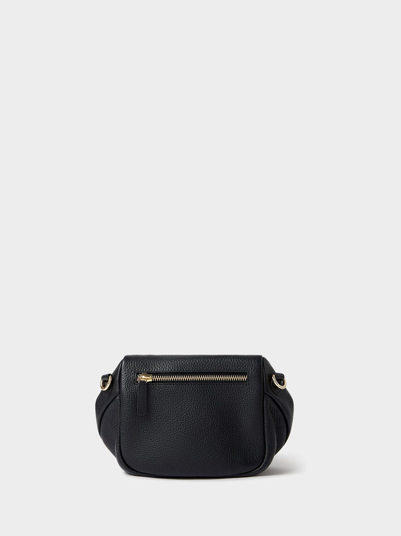 Osprey London black Crumple leather sling bag, imported from the UK