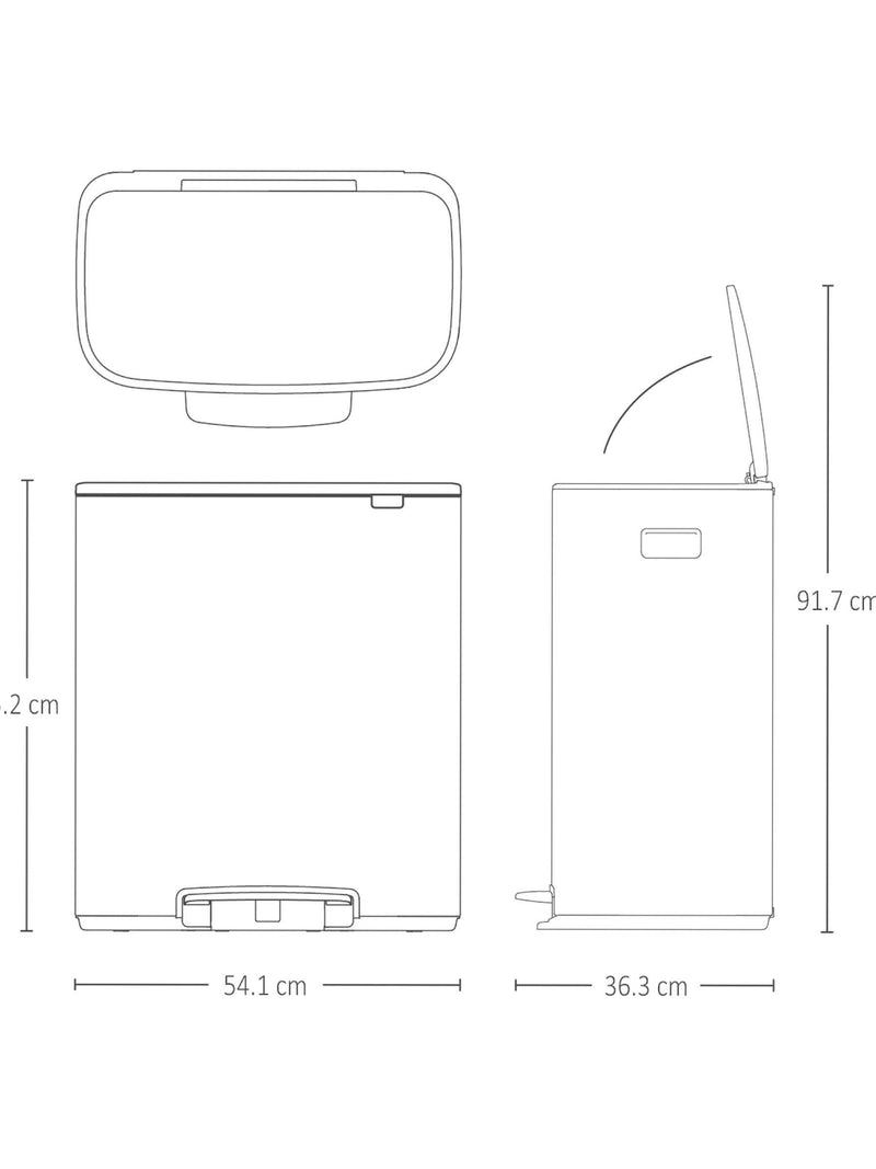 Brabantia Bo Pedal Bin Soft Grey 30 litre waste separation bin, UK version