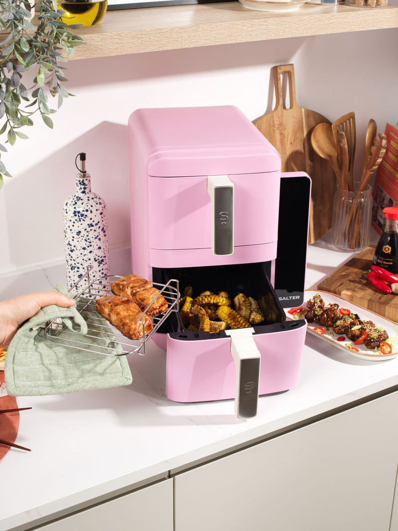 Salter VertiCook stackable air fryer 9L pink, imported from the UK
