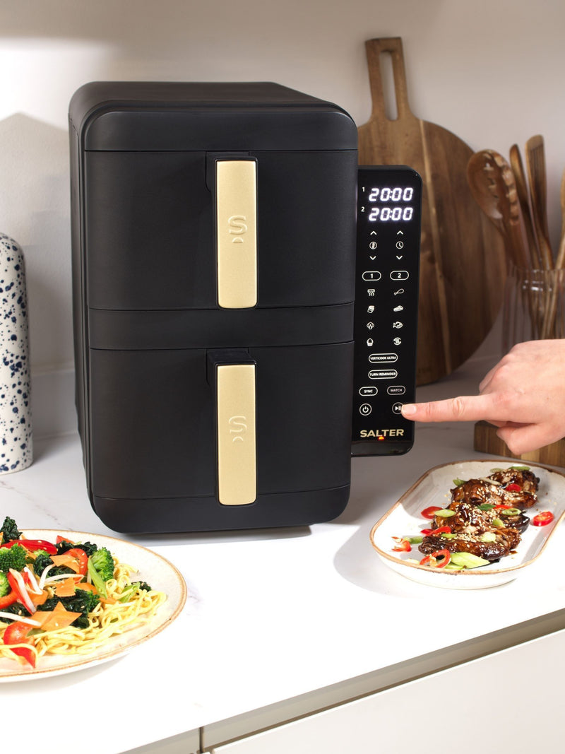 Salter Black Alchemy stackable air fryer 9L (British brand)