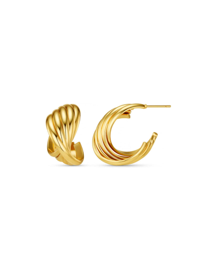 Orelia London gold tone interlocking twist hoop earrings (British brand)