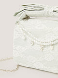 Monsoon green lace bag with pearl charms, imported from the UK